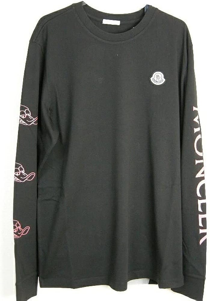 極美品○MONCLER ラバーロゴ ロンT カットソー ネイビー M ゆったりめ